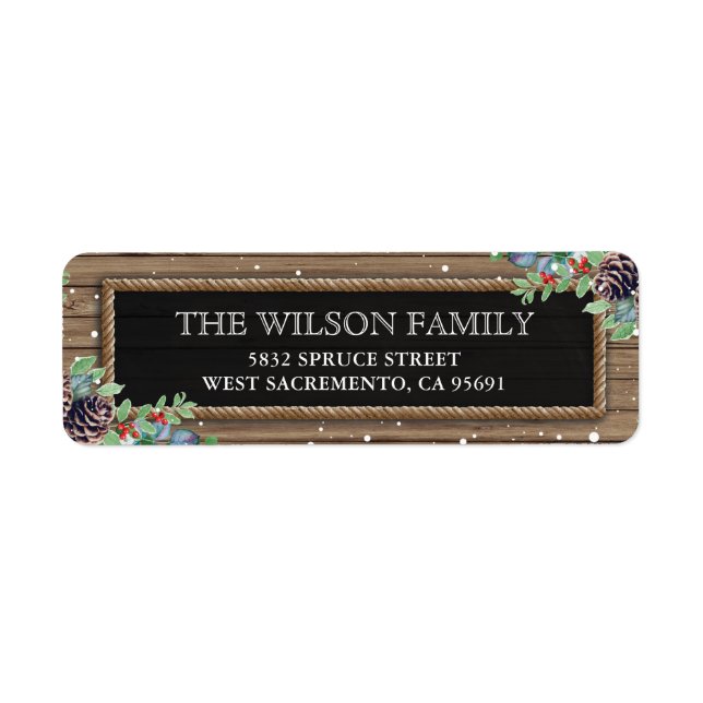 Rustic Country Christmas Return Address Label (Front)