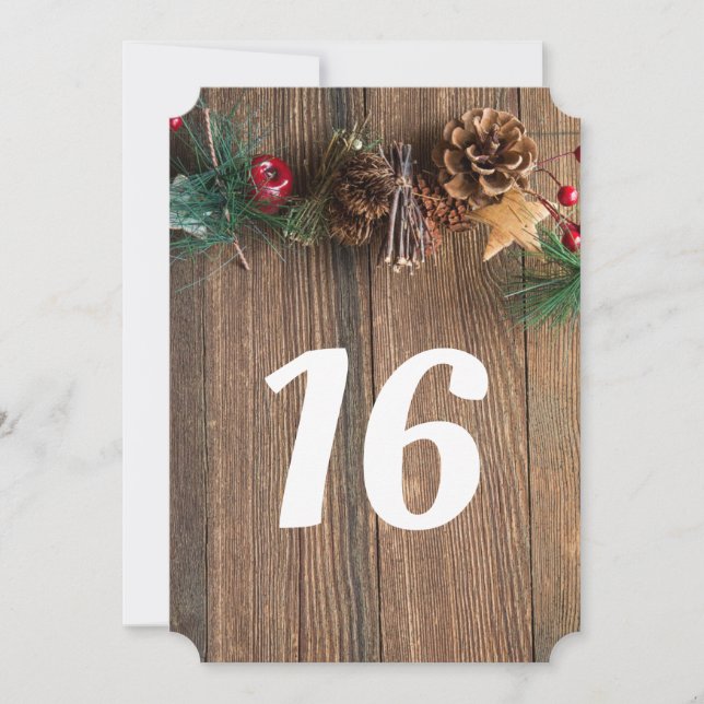 Rustic Country Christmas Table Number (Front)