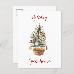 Rustic Country Christmas Tree Open House Party Postcard