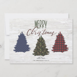 Rustic Country Christmas Trees and YOUR PHOTO Holiday Card