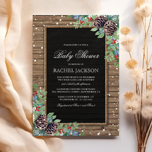 Rustic Country Christmas Winter Baby Shower Invitation