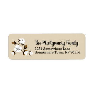 Rustic Country Cotton Flowers & Family Name Return Address Label