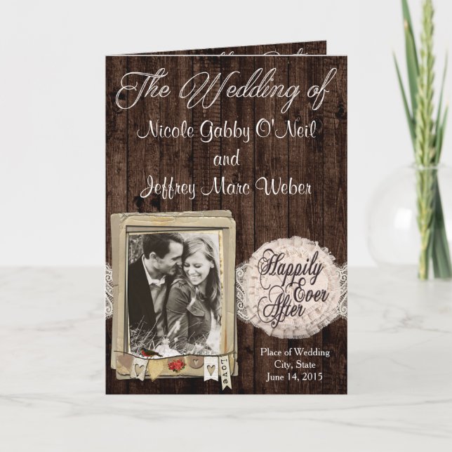 Rustic Country Couple Photo Wedding Program (Front)