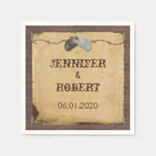 Rustic Country Cowboy Hats Wedding Napkin