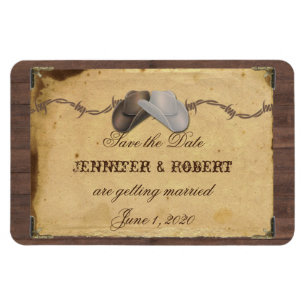 Rustic Country Cowboy Hats Wedding Save the Date Magnet