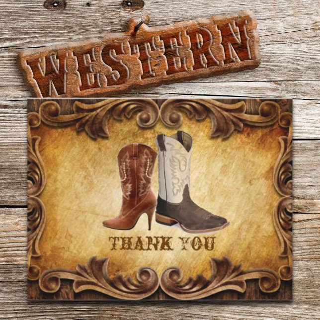 Rustic Country Cowboy Western Wedding thank you Postcard (Rustic Country Cowboy Western Wedding thank you Postcard)
