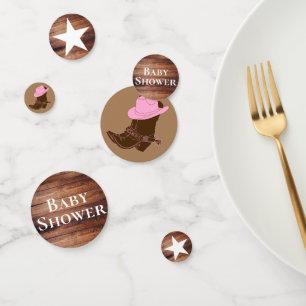 Rustic Country Cowgirl Boots & Hat Baby Shower Confetti