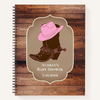 Rustic Country Cowgirl Boots & Hat Barn Wood Plank Notebook