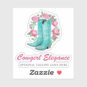 Rustic Country Cowgirl Boots & Shabby Roses Logo