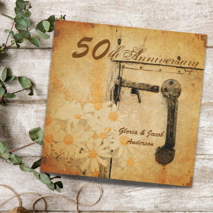 rustic country daisy 50th wedding anniversary invitation