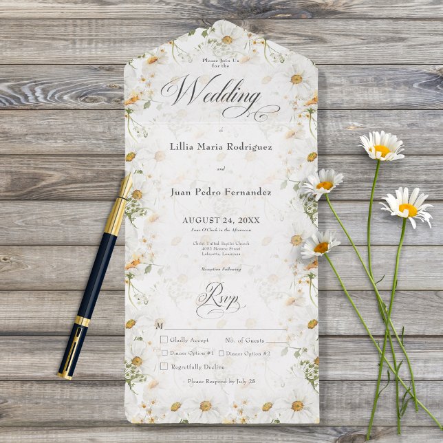 Rustic Country Daisy Floral Dinner All In One Invitation (Creator Uploaded)