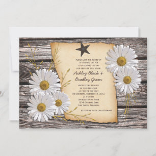 Rustic Country Daisy Wedding Invitation