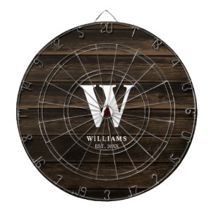 Rustic Country Dark Barn Wood Personalised Dartboard