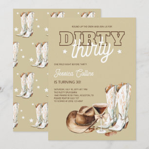 Rustic Country Dirty Thirty 30th Birthday Party Invitation