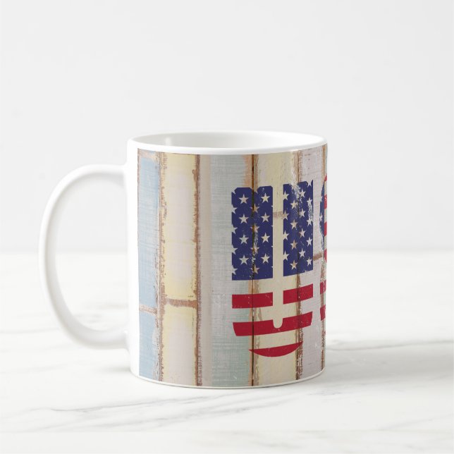 Rustic Country Distressed USA Flag Wood Pattern Coffee Mug (Left)