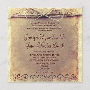 Rustic Country Distressed Vintage Wedding Invites