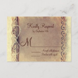 Rustic Country Distressed Vintage Wedding RSVP Card