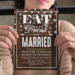 Rustic Country Eat Drink & be Married Wedding Invitation