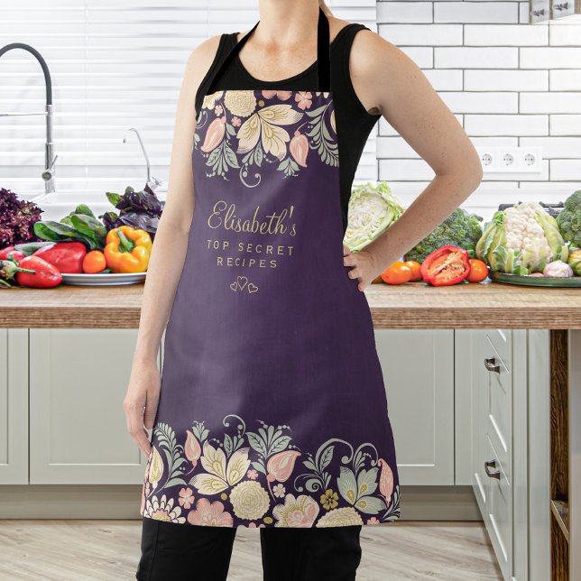 Rustic country elegant floral kitchen chef apron (Creator Uploaded)