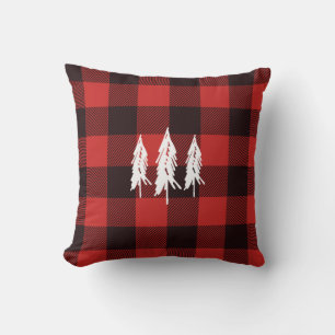 Rustic Country Evergreen Red & Black Flannel Plaid Cushion