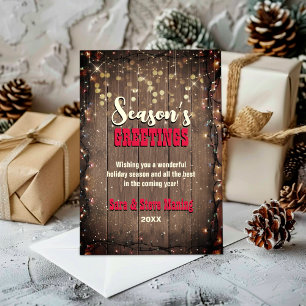 Rustic Country fairy lights Christmas  Holiday Card