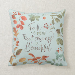 Rustic Country Fall Foliage Watercolor Change Cushion