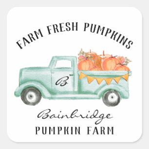 Rustic Country Fall Pumpkin Family Name Square St Sticker