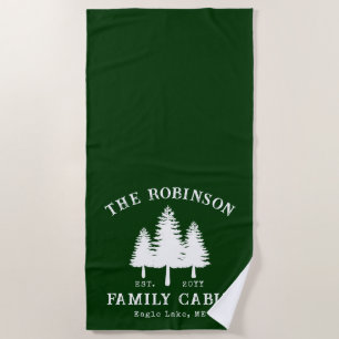 Rustic Country Family Cabin Trees Forest Green Beach Towel