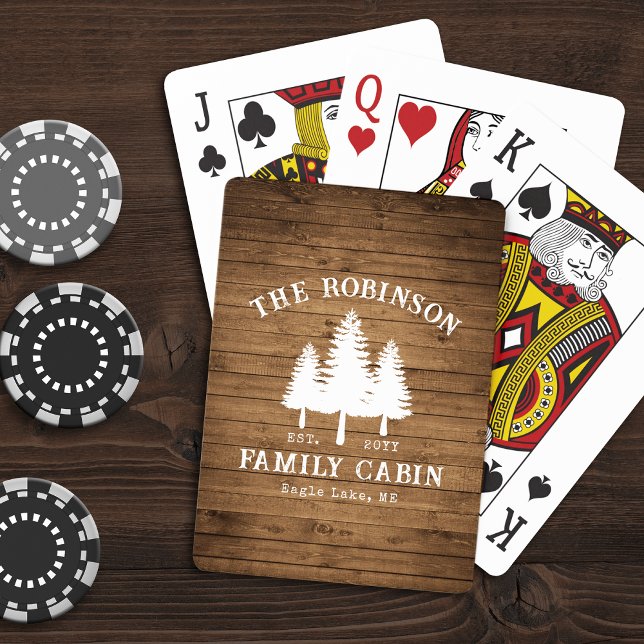 Rustic Country Family Cabin Trees Wood Plank Print Playing Cards (Creator Uploaded)