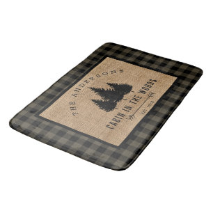 Rustic Country Family Name Cabin in the Woods Bath Bath Mat