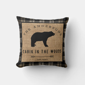 Rustic Country Family Name Cabin in the Woods Cushion