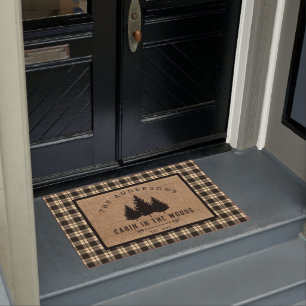 Rustic Country Family Name Cabin in the Woods Doormat