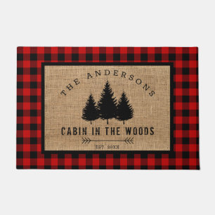 Rustic Country Family Name Cabin in the Woods Doormat