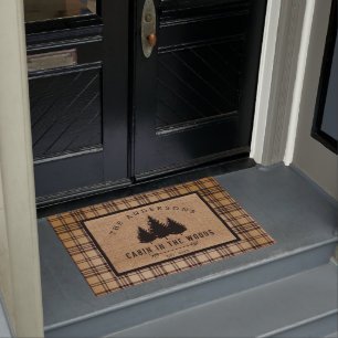 Rustic Country Family Name Cabin in the Woods Doormat