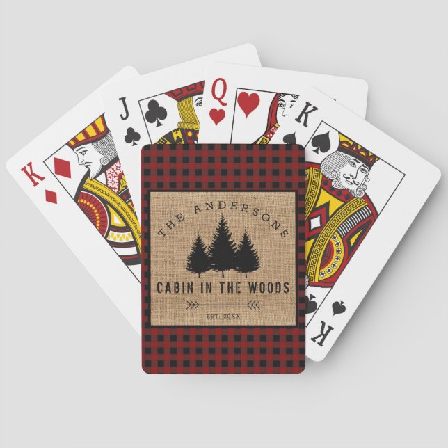 Rustic Country Family Name Cabin in the Woods Playing Cards (Back)