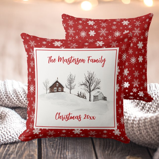 Rustic Country, Family Name, Christmas, Cushion (Rustic Country, Family Name, Christmas, Throw Pillow)