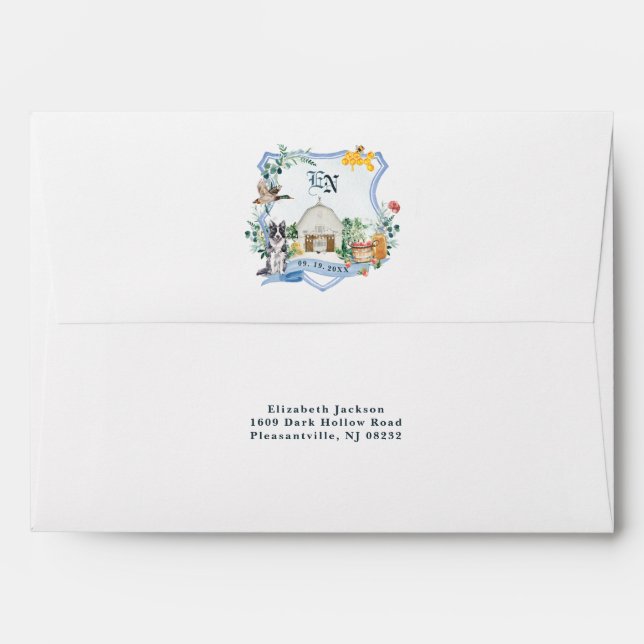 Rustic Country Farm | Barn Wedding Crest  Envelope (Back (Top Flap))