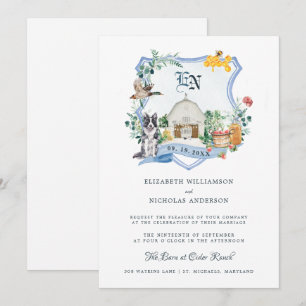 Rustic Country Farm Barn Wedding Crest Invitation