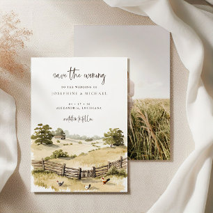 Rustic Country Farm Chick Save the Evening Wedding Date