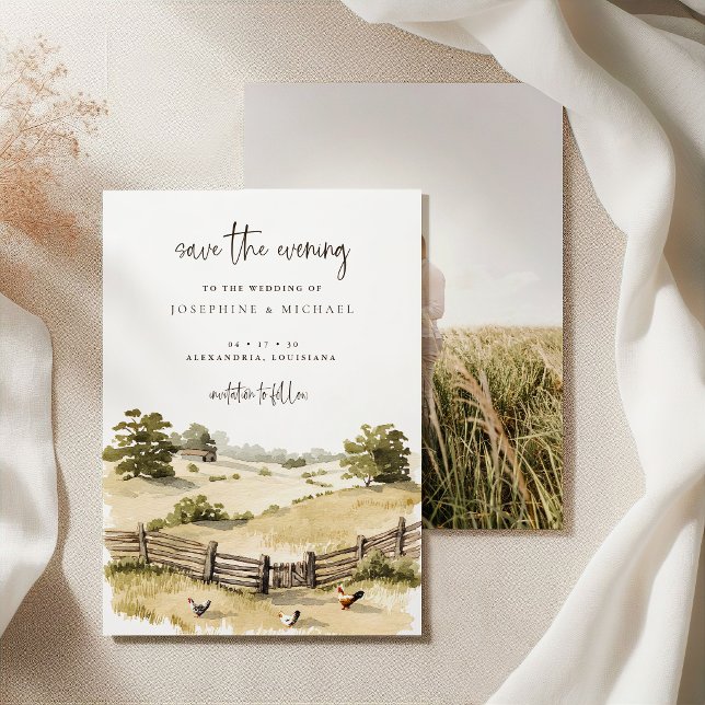 Rustic Country Farm Chick Save the Evening Wedding Date (Creator Uploaded)
