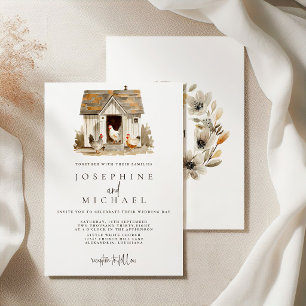 Rustic Country Farm Chicken Wedding Invitation