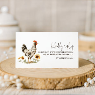 Rustic Country Farm Chicken Wedding RSVP Cards