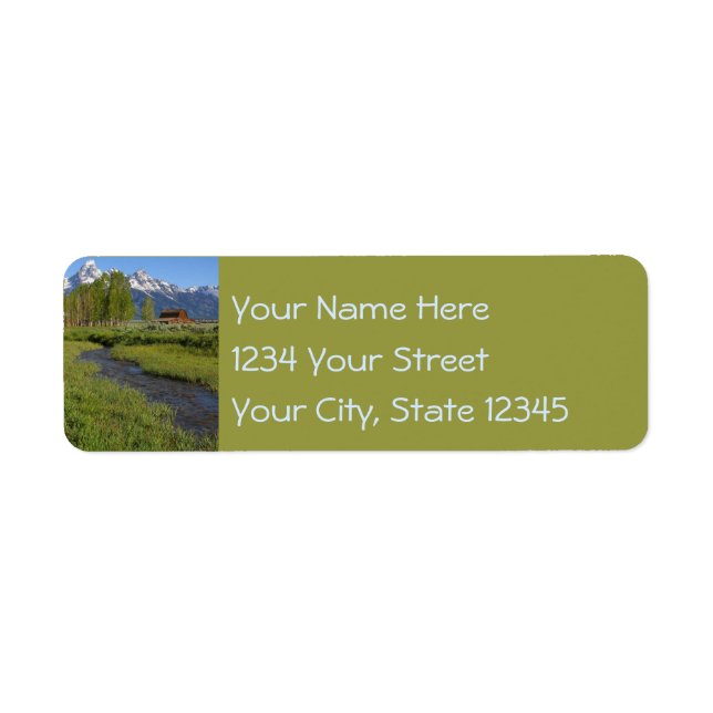 Rustic Country Farm Mormon Row Barns Return Address Label (Front)