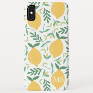 Rustic Country Farm Yellow Lemon Pattern Monogram iPhone XS Max Case