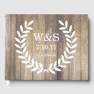 Rustic Country Farmhouse Barn Wood Laurels Guest Book