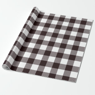Rustic Country Farmhouse Black & White Flannel Wrapping Paper