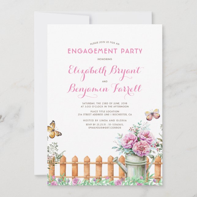 Rustic Country Farmhouse | Garden Engagement Party Invitation (Front)