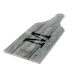 Rustic Country Farmhouse Grey Monogrammed Name Cutting Board