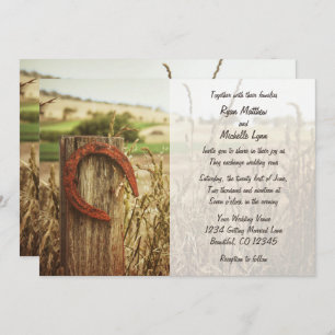 Rustic Country Fence and Horseshoe Wedding Invite