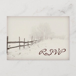 Rustic Country Fence Winter Wedding RSVP Cards